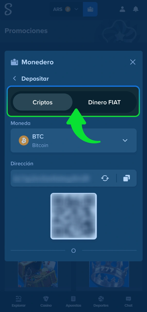 Realiza un depósito seguro en el sitio oficial de Stake.