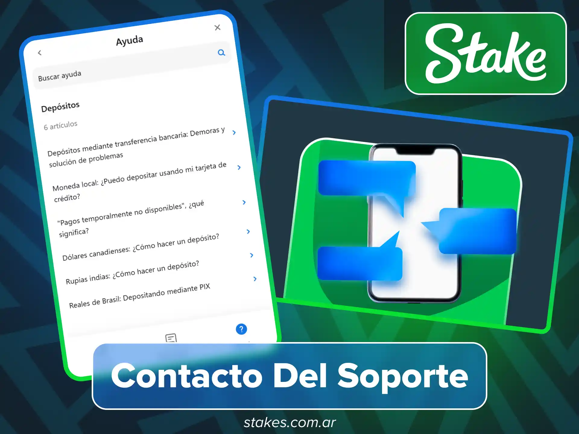 Contacta al soporte técnico en el sitio oficial de Stake.