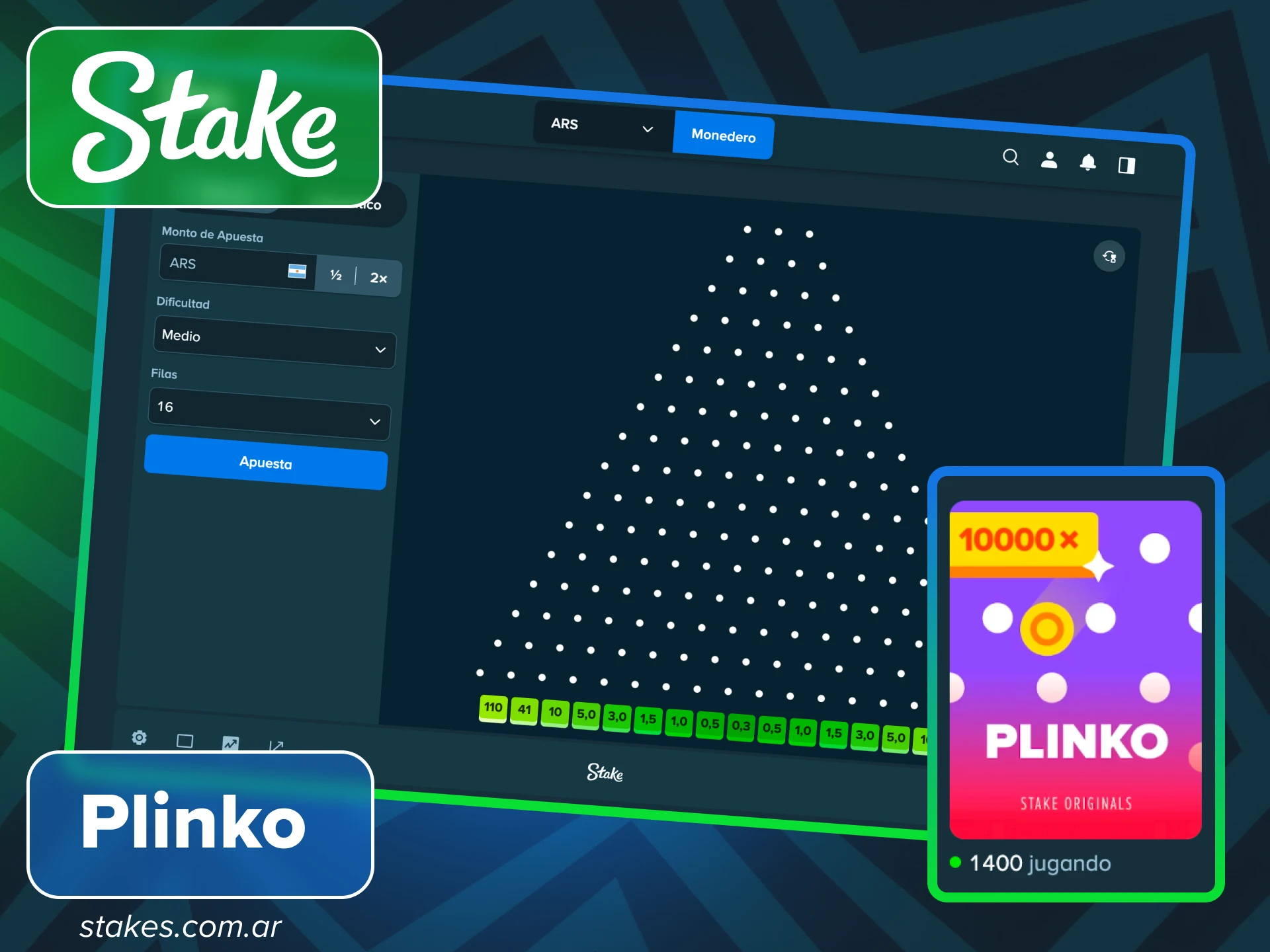 Juega a Plinko en Stake Originals y disfruta de la emoción instantánea.